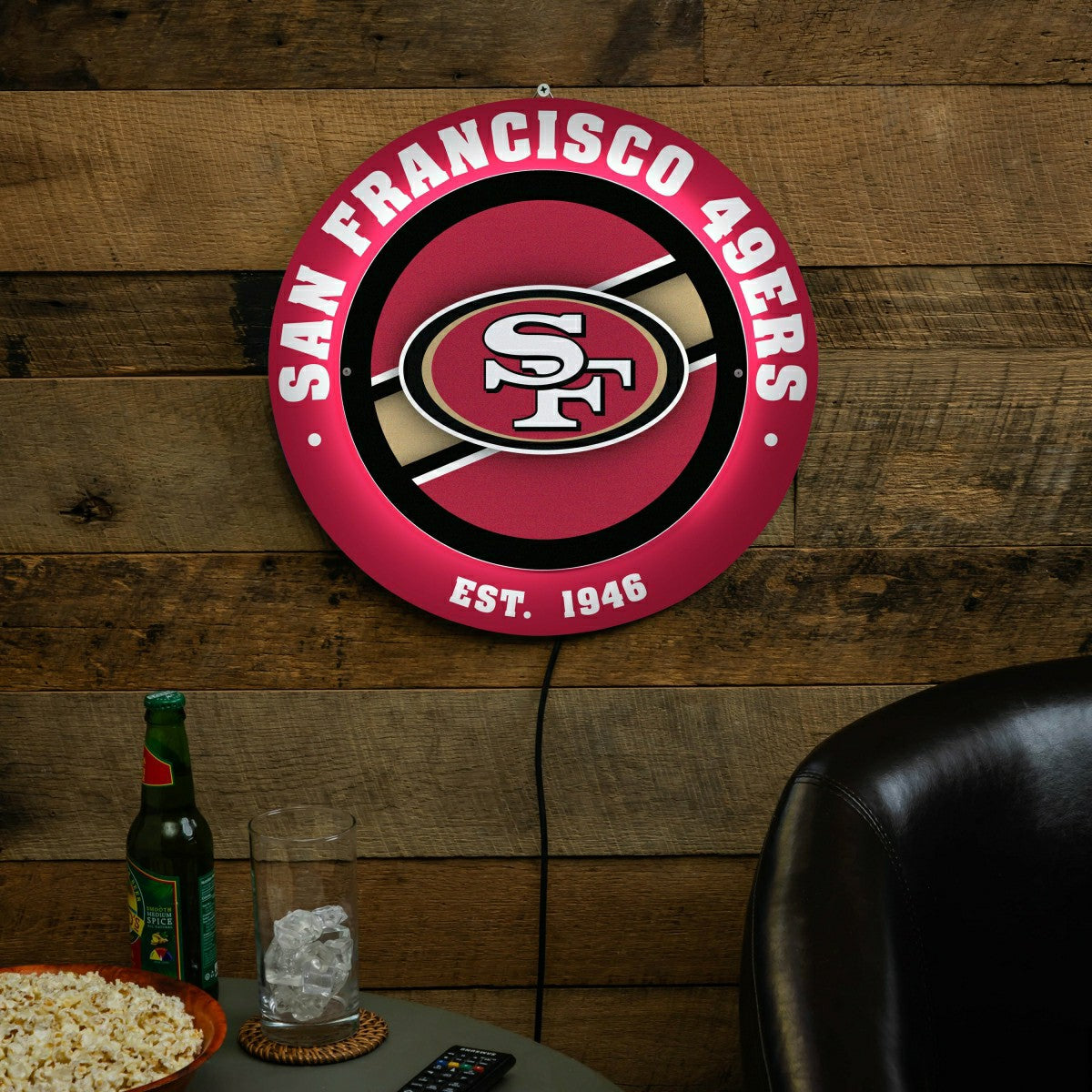 San Francisco 49ers, Metal Lite, Round, NFL