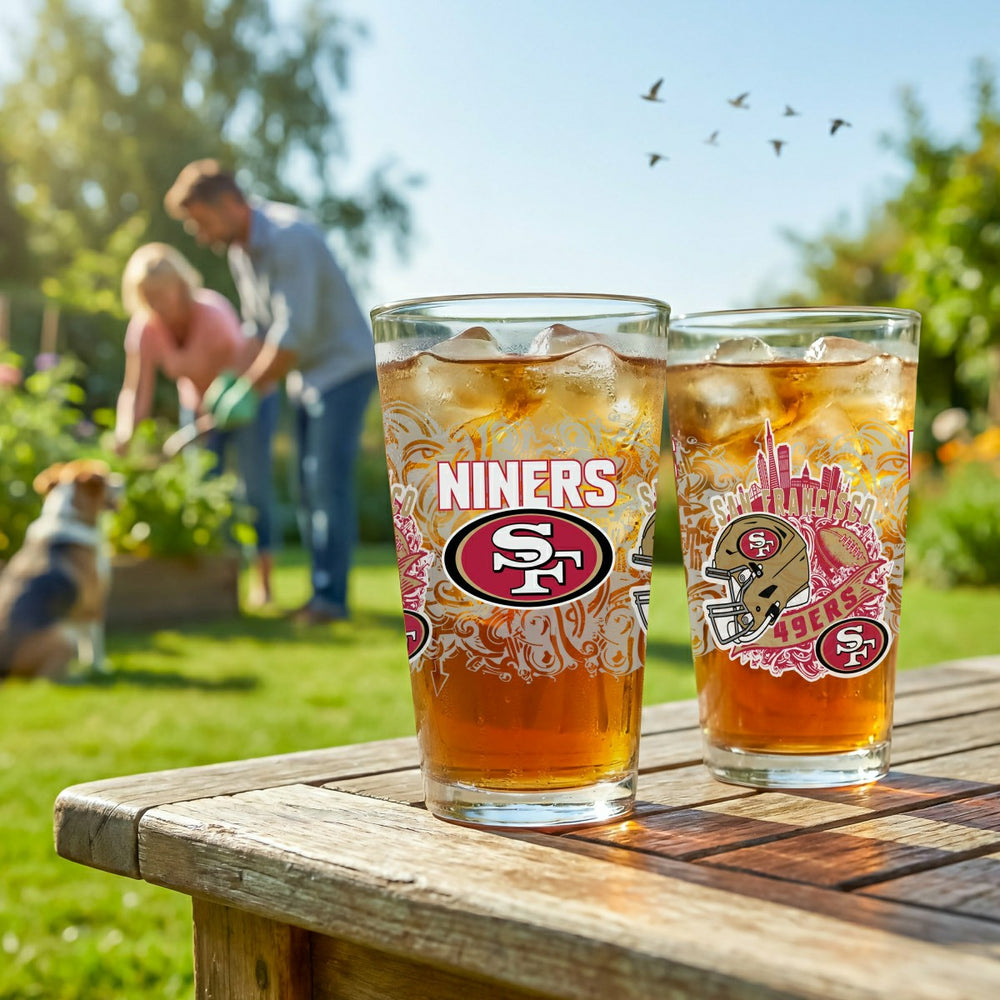 San Francisco 49ers 16oz Glass pint, Set of 2, NFL, Home