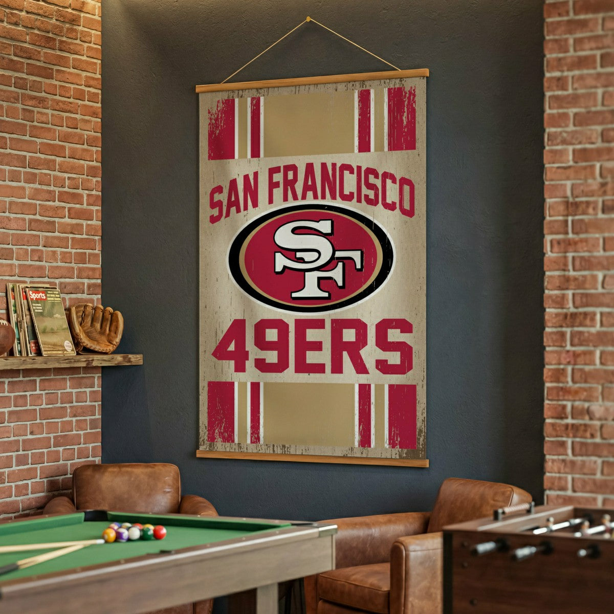San Francisco 49ers, Canvas Wall Tapestry, Large, 54x36, NFL, Home