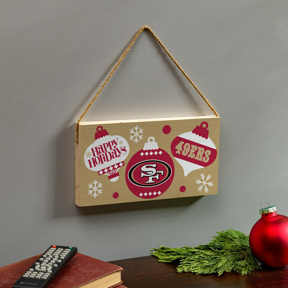 San Francisco 49ers Holiday Wood Wall Sign, 6x11, NFL, Home