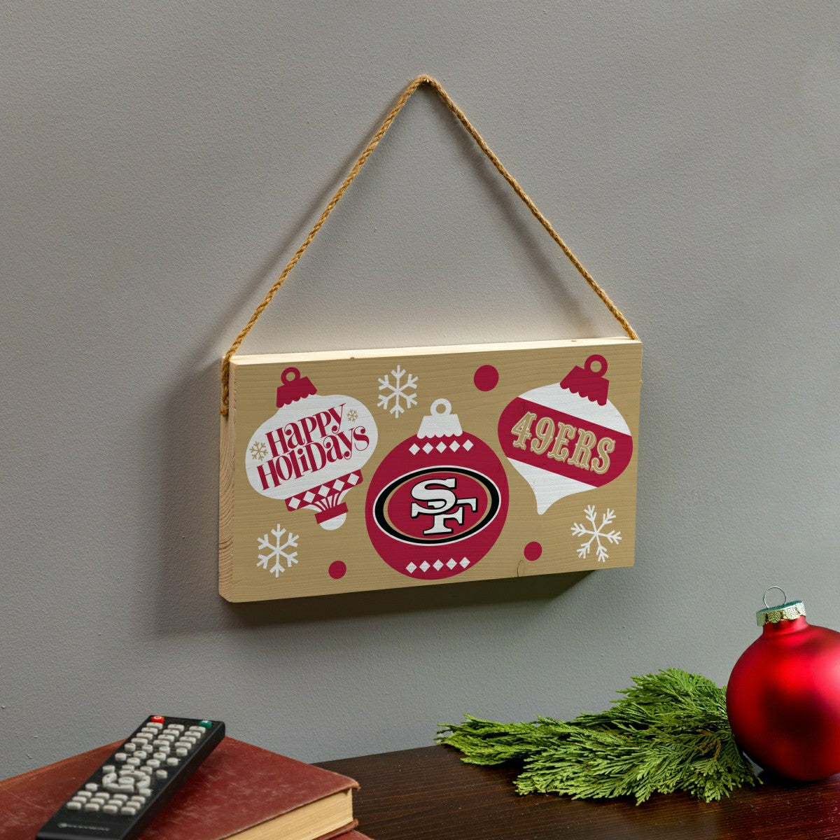 San Francisco 49ers Holiday Wood Wall Sign, 6x11, NFL, Home