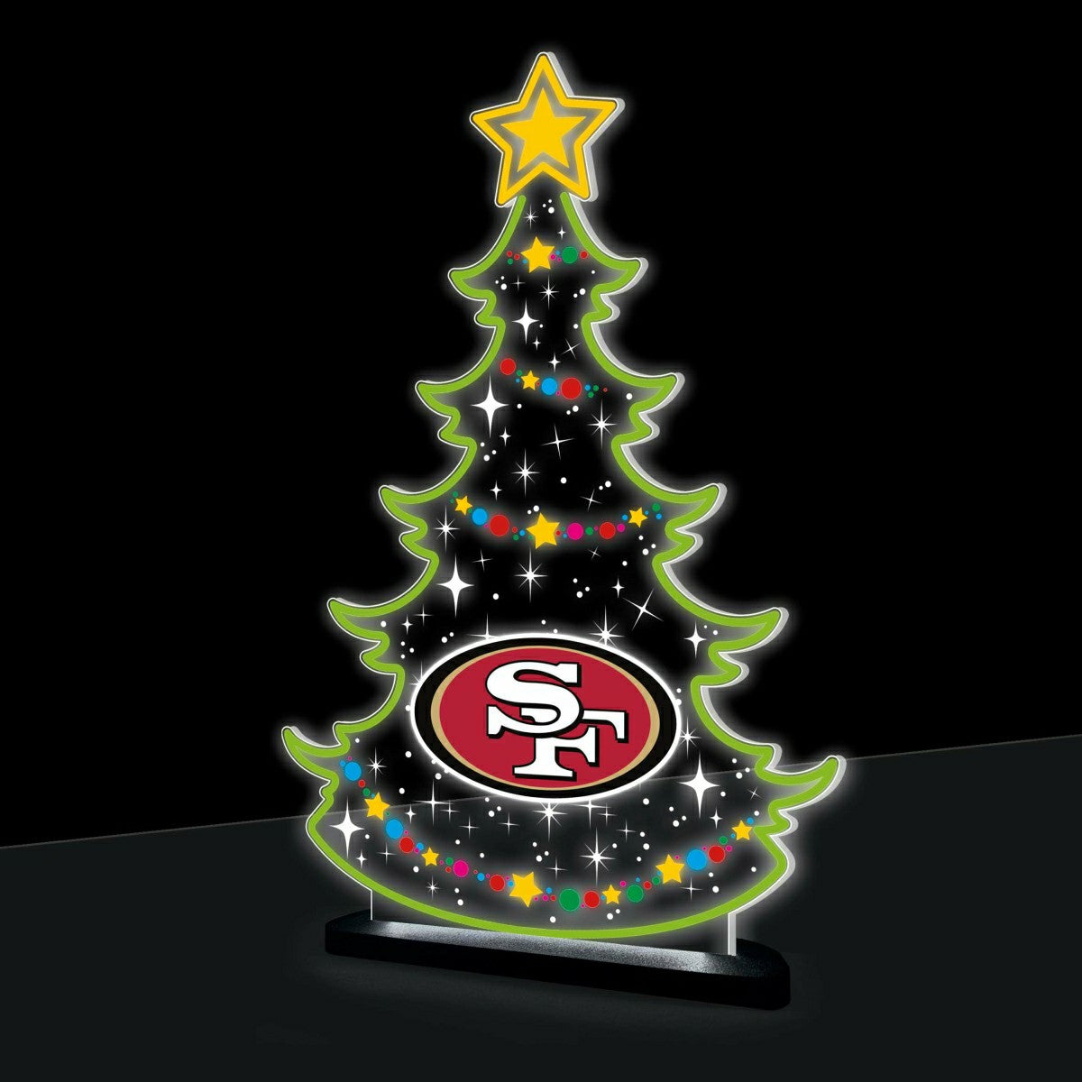San Francisco 49ers NFL Football Holiday Tree Desklite LED Decor, NFL, Home