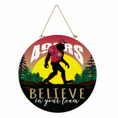 San Francisco 49ers Bigfoot Round Door Décor with Hanging Rope, 18x18, NFL, Home