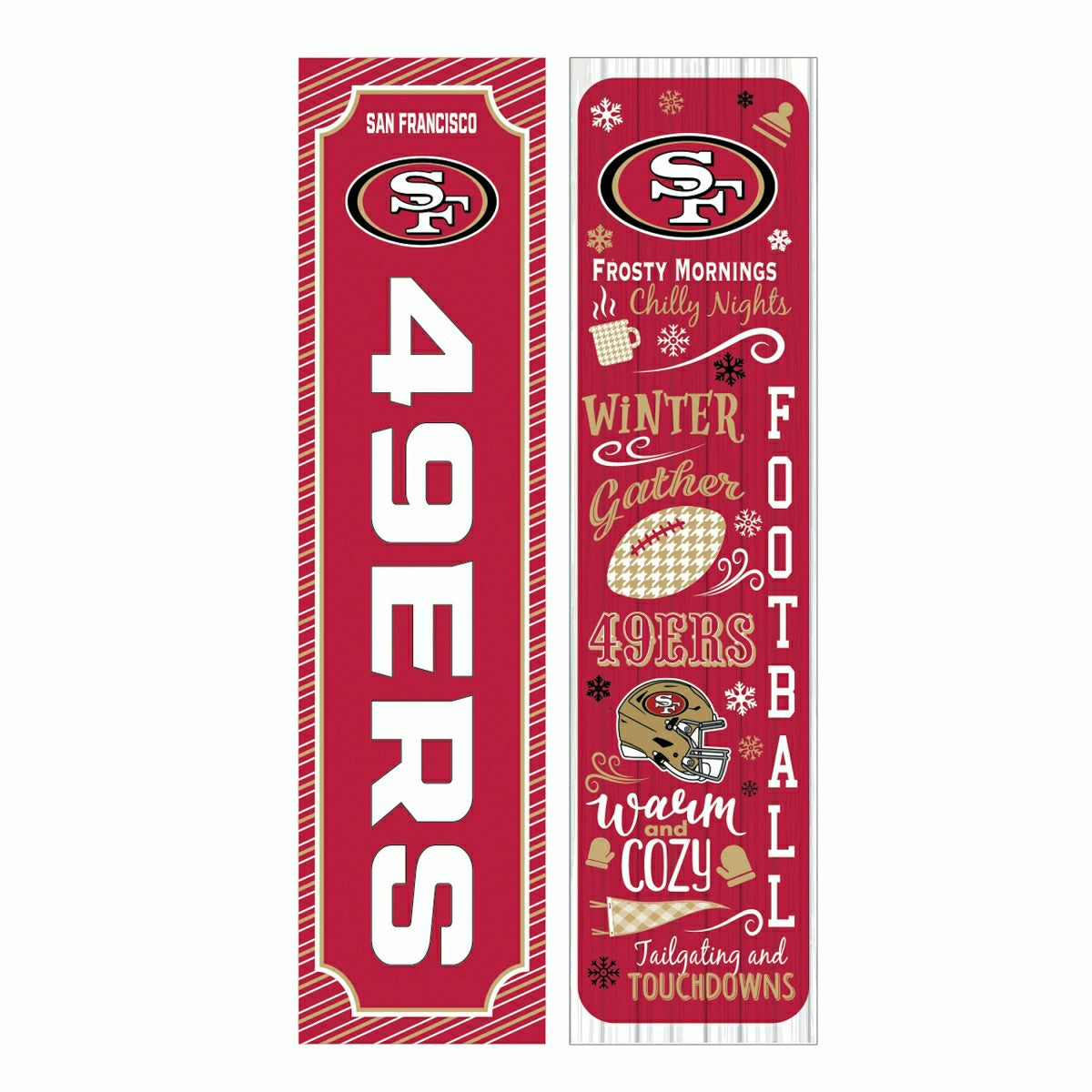 46" Double Sided Leaner, San Francisco 49ers, Winter Seasonal, NFL, Home