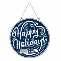 Seattle Seahawks Holiday Round Door Décor with Hanging Rope, 18x18, NFL, Home