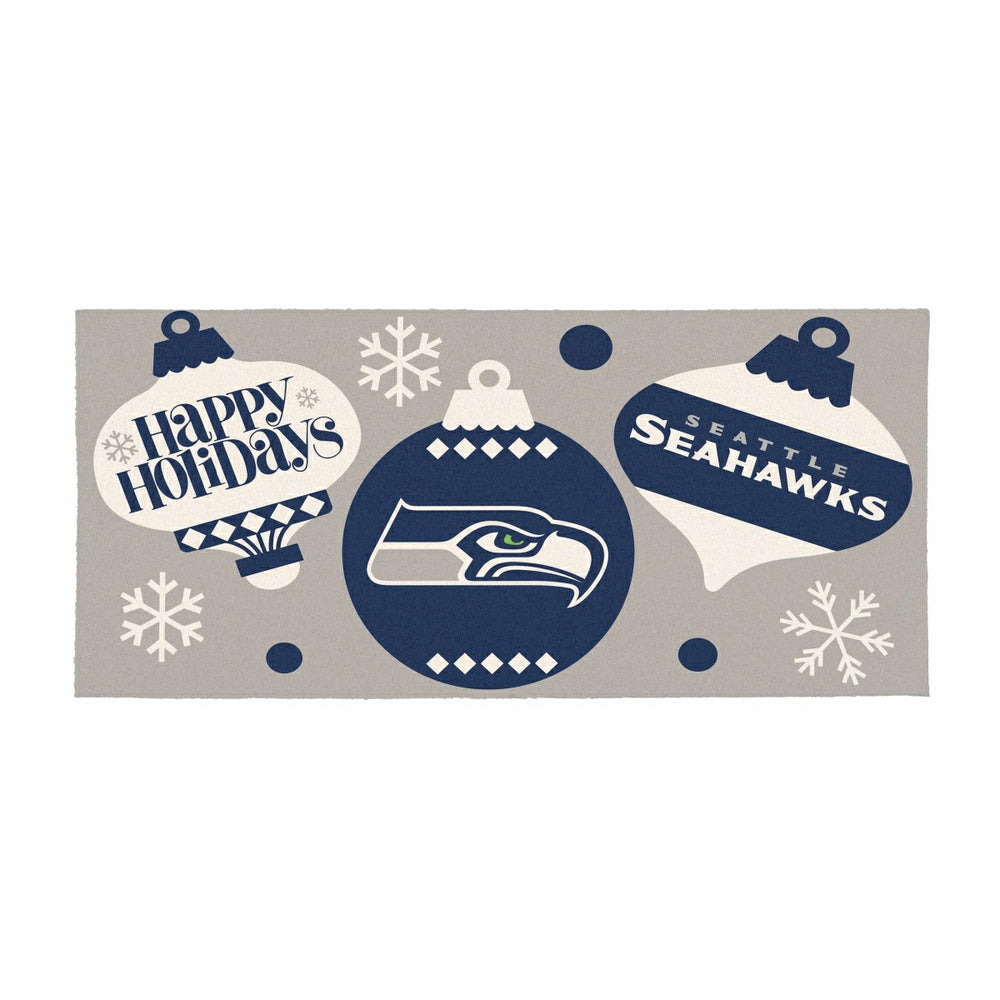 Seattle Seahawks Holiday Flocked Coir Sassafras Switch Mat, 22"x10", NFL