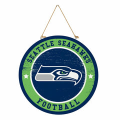 Seattle Seahawks Round Door Décor with Hanging Rope, 18x18, NFL, Home