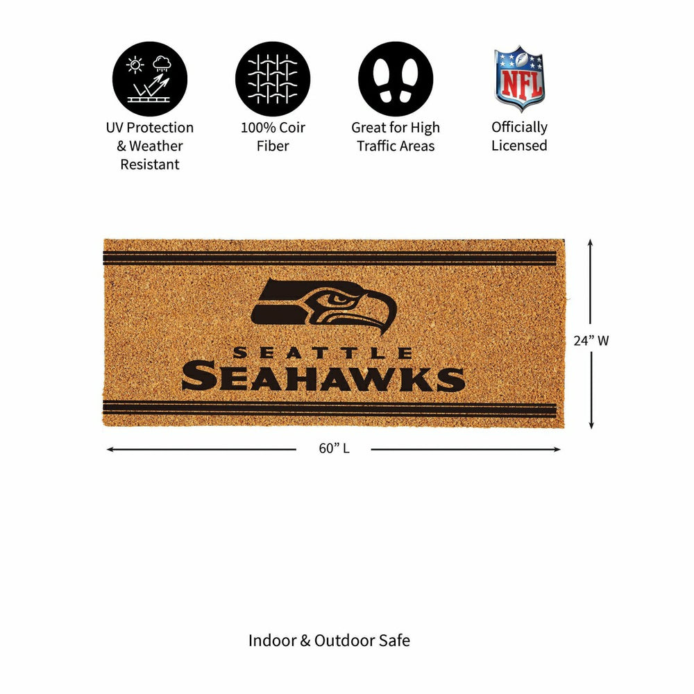 Seattle Seahawks Extra Large One Color Coir Mat, 60"x24", NFL