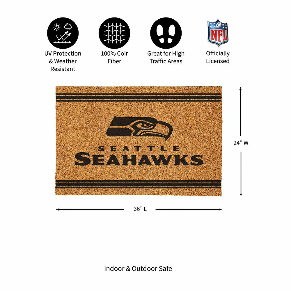 Seattle Seahawks Large One Color Coir Mat, 36"x24", NFL