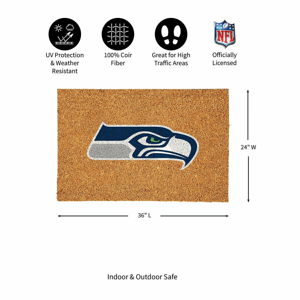 Seattle Seahawks Large Full Color Coir Mat, 36"x24", NFL