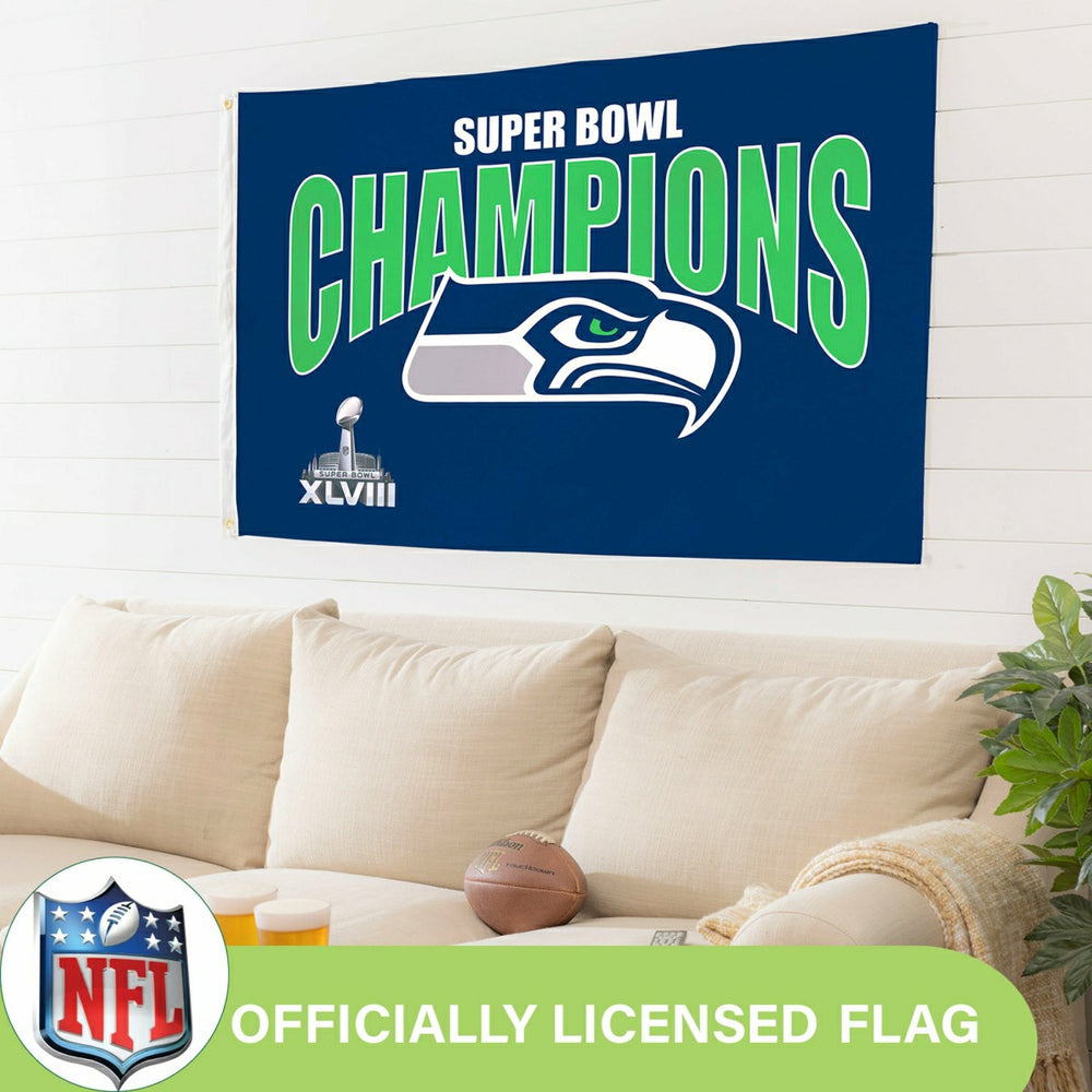 Seattle Seahawks Superbowl XLVIII Champions Football 3x5 Flag, NFL, Home