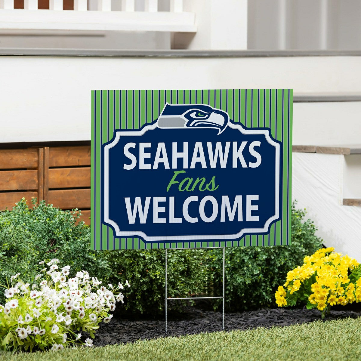 Seattle Seahawks Coroplast Yard Sign, "Fans Welcome", NFL, Home