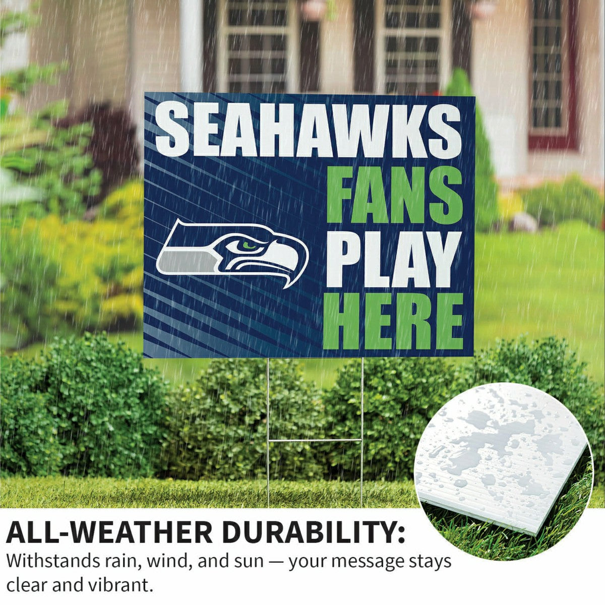 Seattle Seahawks Coroplast Yard Sign "Fans Play Here", NFL, Home