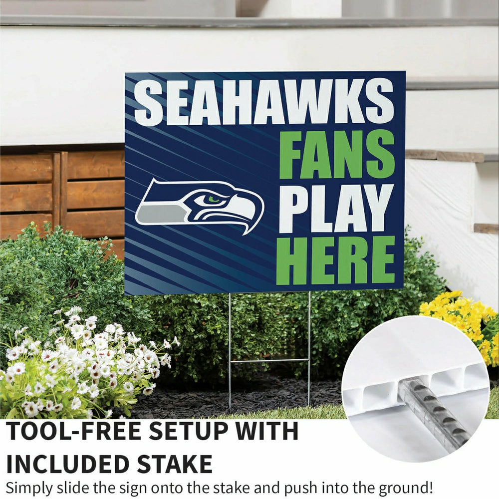 Seattle Seahawks Coroplast Yard Sign "Fans Play Here", NFL, Home