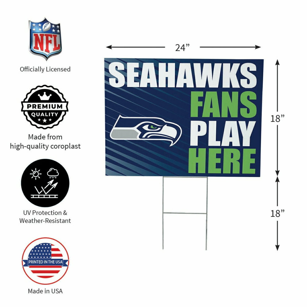Seattle Seahawks Coroplast Yard Sign "Fans Play Here", NFL, Home