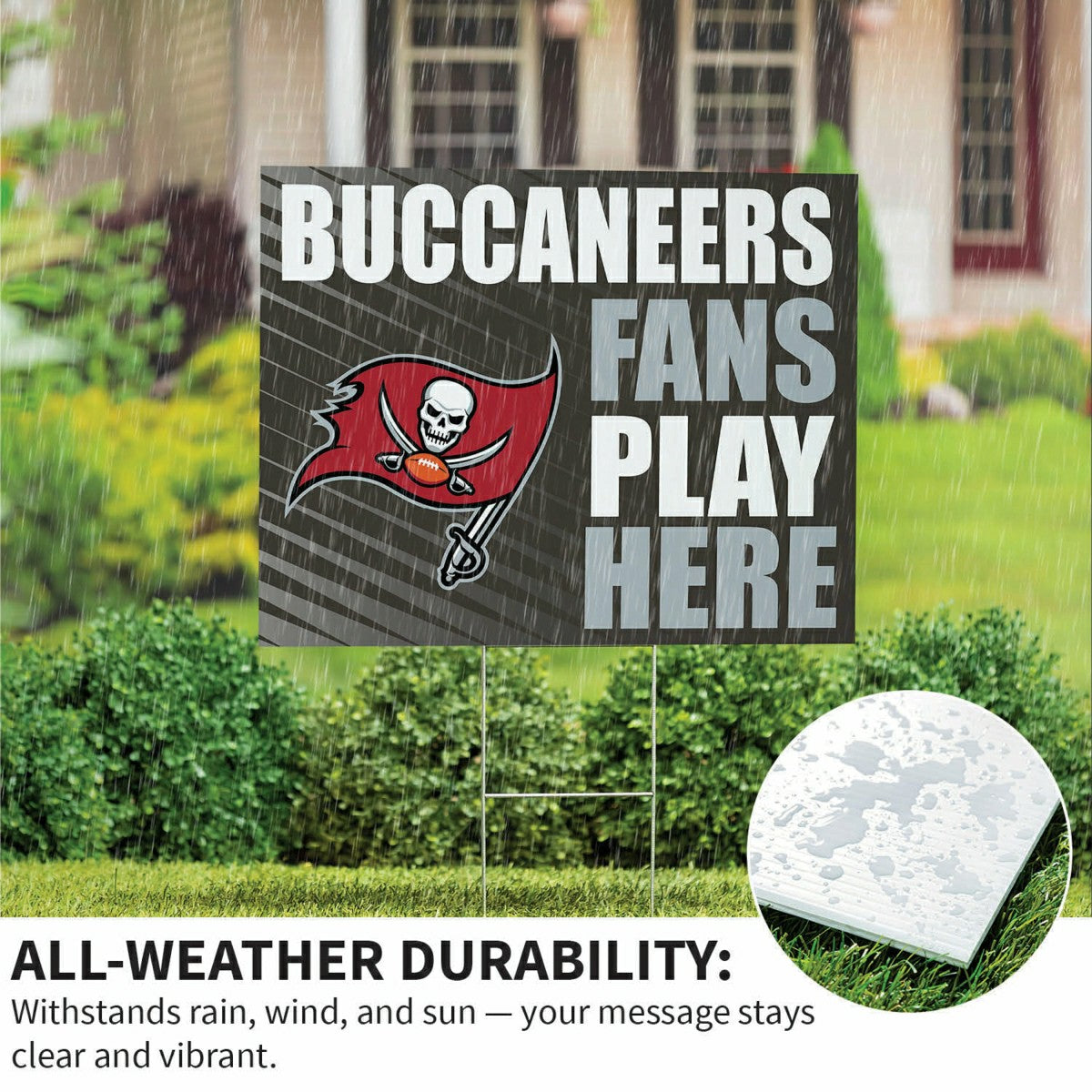 Tampa Bay Buccaneers Coroplast Yard Sign "Fans Play Here", NFL, Home