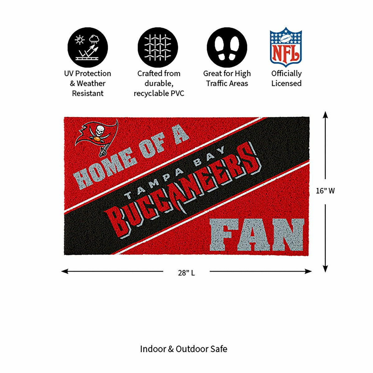 Tampa Bay Buccaneers, PVC Mat COLOR, Home of a Fan, NFL