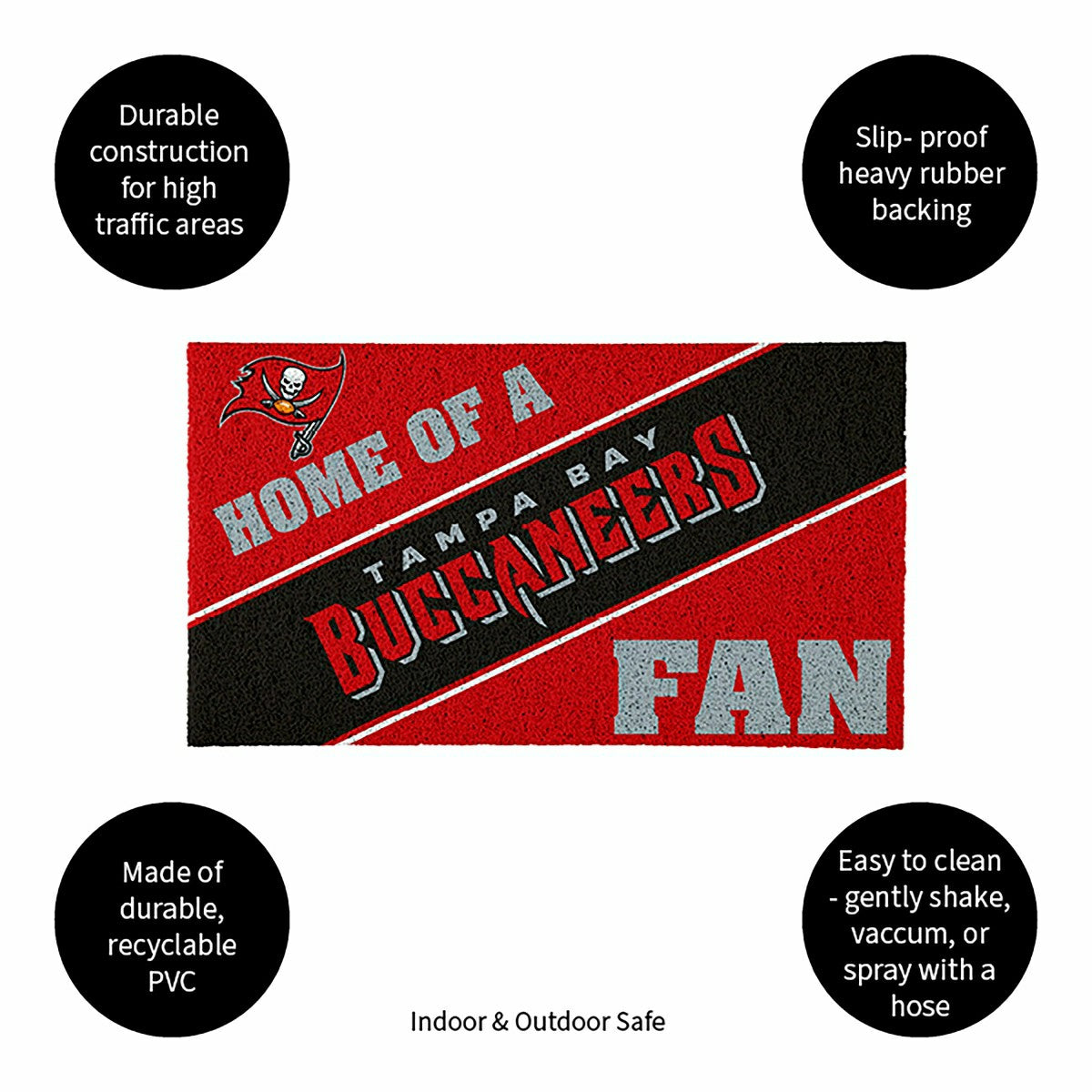 Tampa Bay Buccaneers, PVC Mat COLOR, Home of a Fan, NFL