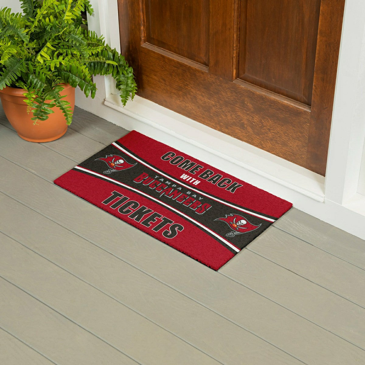 28" x 16" PVC Trapper Mat, Come Back with Tickets, Tampa Bay Buccaneer, NFL