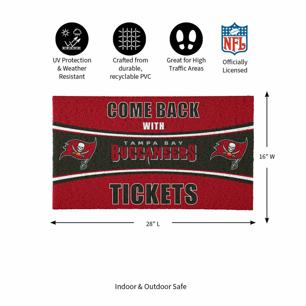 28" x 16" PVC Trapper Mat, Come Back with Tickets, Tampa Bay Buccaneer, NFL