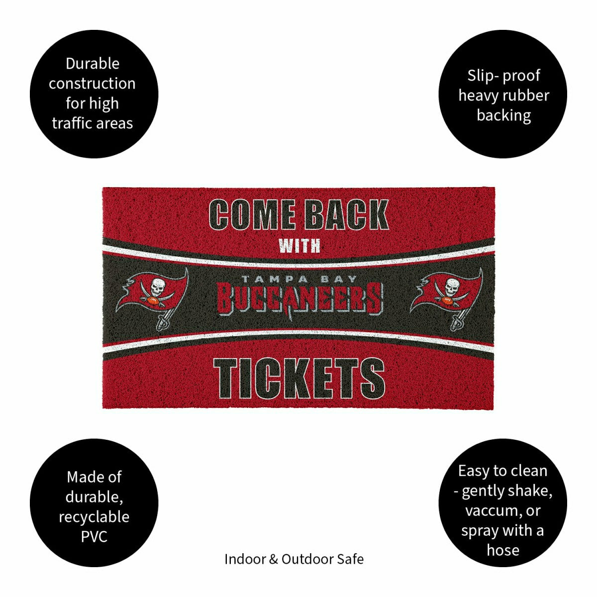 28" x 16" PVC Trapper Mat, Come Back with Tickets, Tampa Bay Buccaneer, NFL