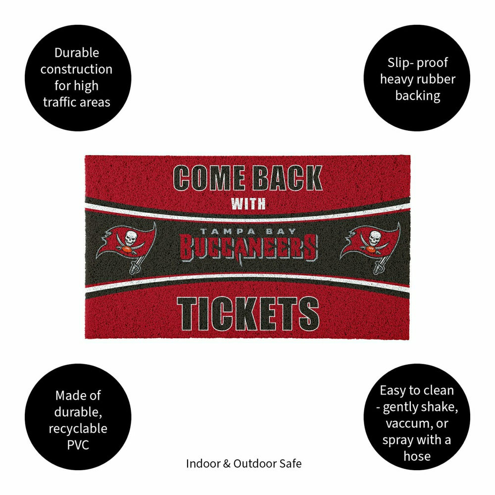 28" x 16" PVC Trapper Mat, Come Back with Tickets, Tampa Bay Buccaneer, NFL