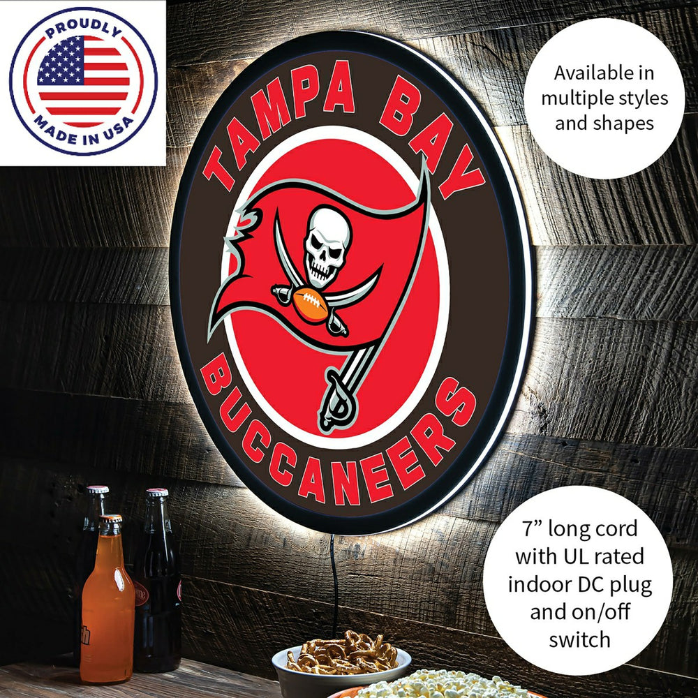 LED Wall Decor, Round, Tampa Bay Buccaneers, NFL, Home