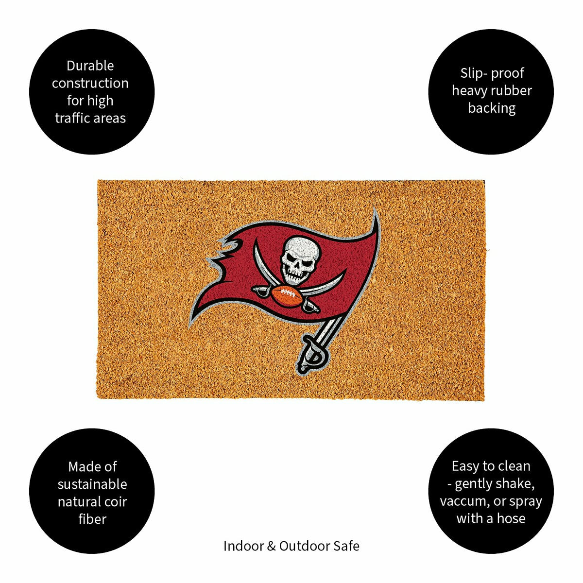 Coir Mat, 16"x28", Tampa Bay Buccaneers, NFL