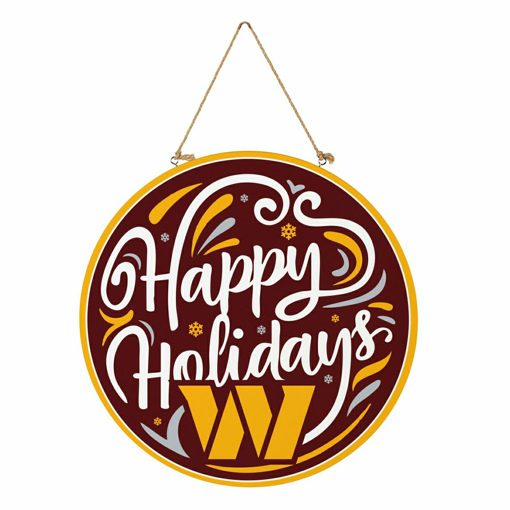 Washington Commanders Holiday Round Door Décor with Hanging Rope, 18x1, NFL, Home