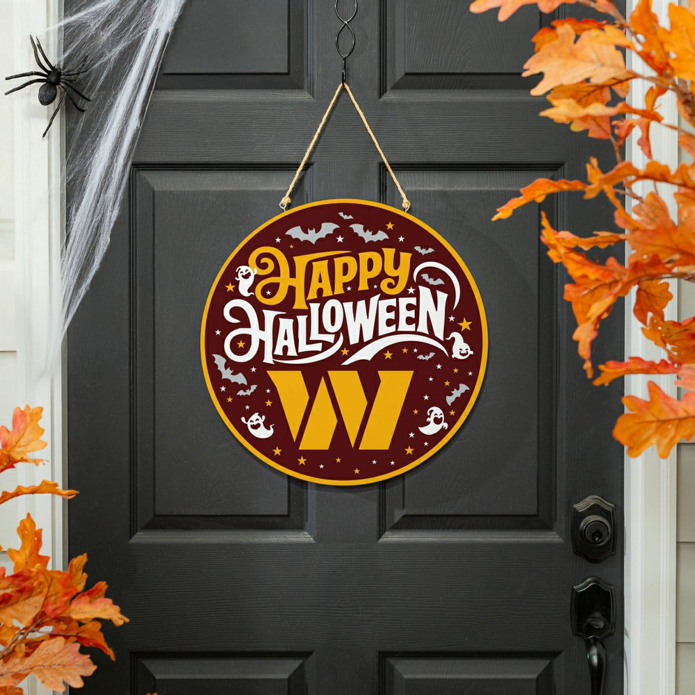 Washington Commanders Halloween Round Door Décor with Hanging Rope, 18, NFL, Home