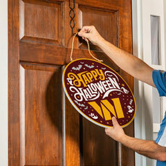 Washington Commanders Halloween Round Door Décor with Hanging Rope, 18, NFL, Home