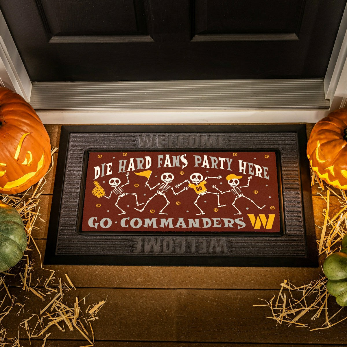 Washington Commanders Flocked Coir Halloween Sassafras Switch Mat, 22", NFL