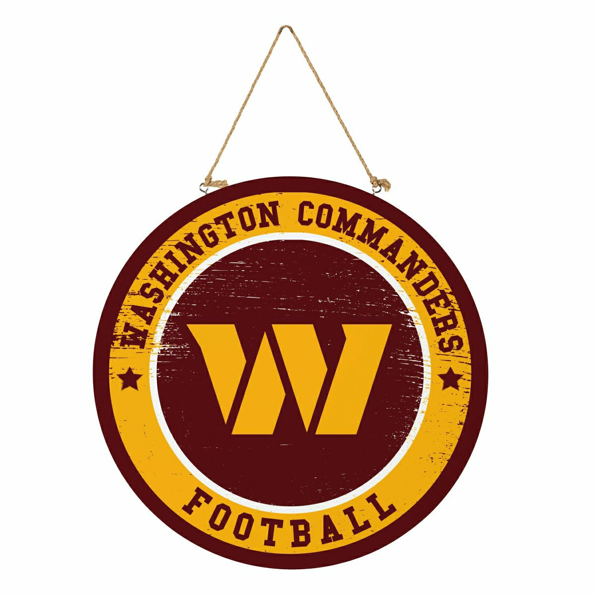 Washington Commanders Round Door Décor with Hanging Rope, 18x18, NFL, Home