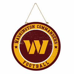 Washington Commanders Round Door Décor with Hanging Rope, 18x18, NFL, Home