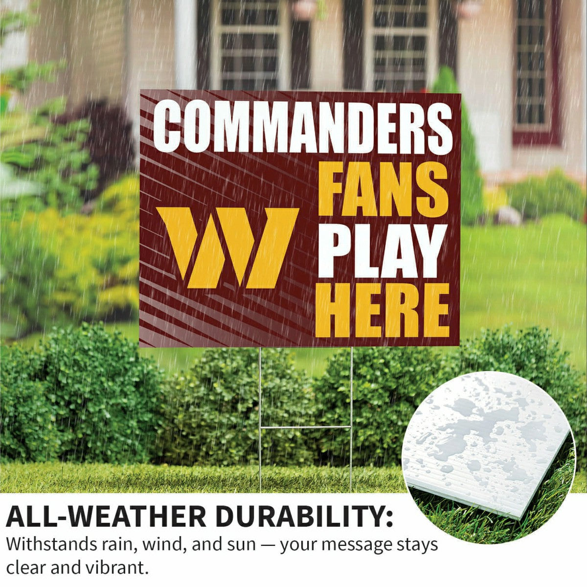 Washington Commanders Coroplast Yard Sign "Fans Play Here", NFL, Home