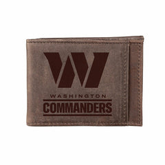 Front Pocket Wallet w/ RFID Blocking, Washington Commanders, Brown, NFL, Home