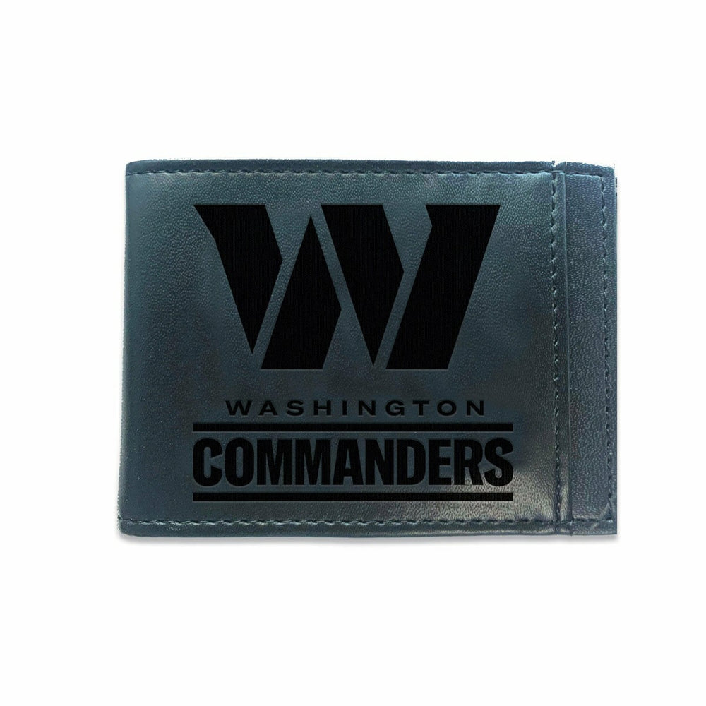 Front Pocket Wallet w/ RFID Blocking, Washington Commanders, Black, NFL, Home