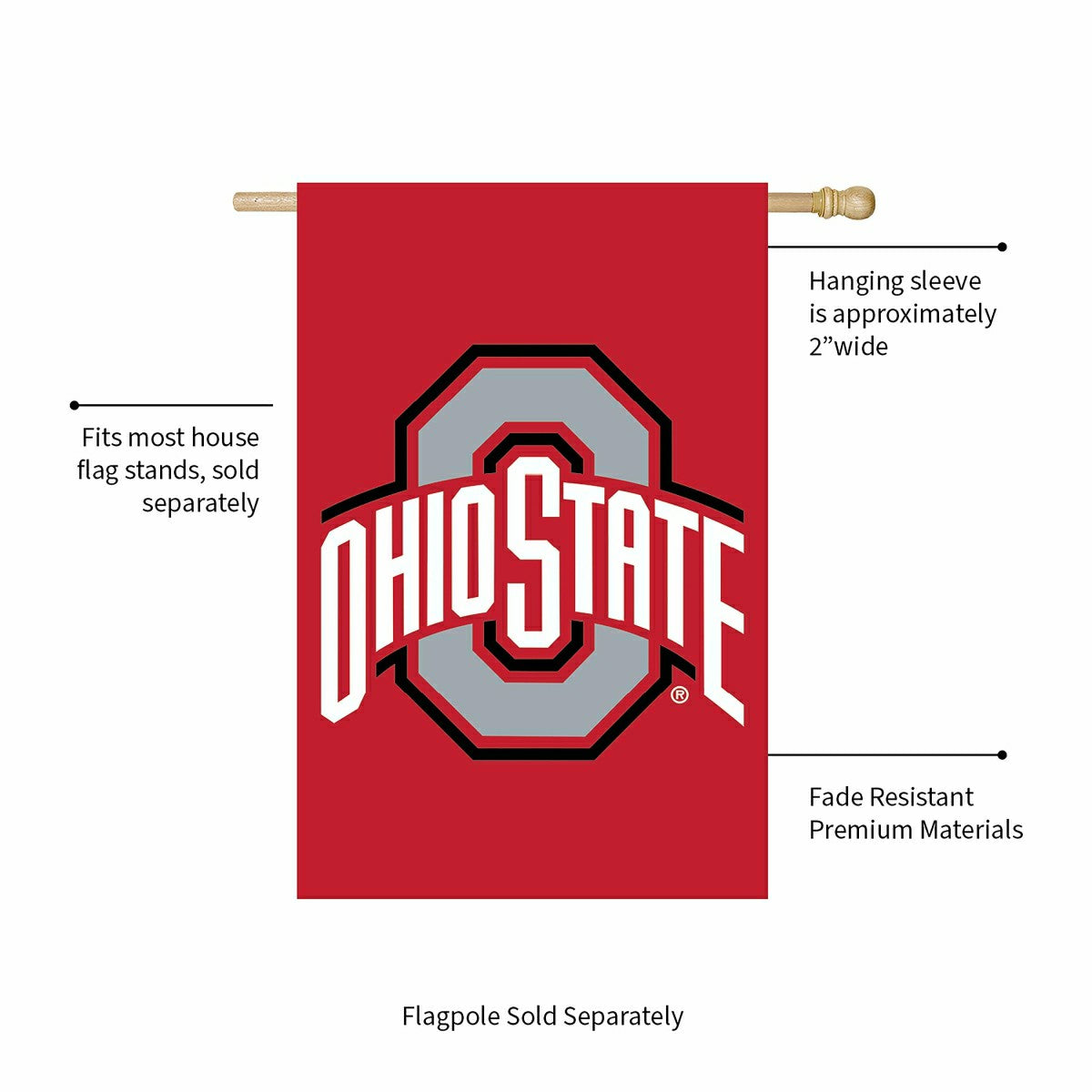 Ohio State University Applique House Flag, Home, Collegiate