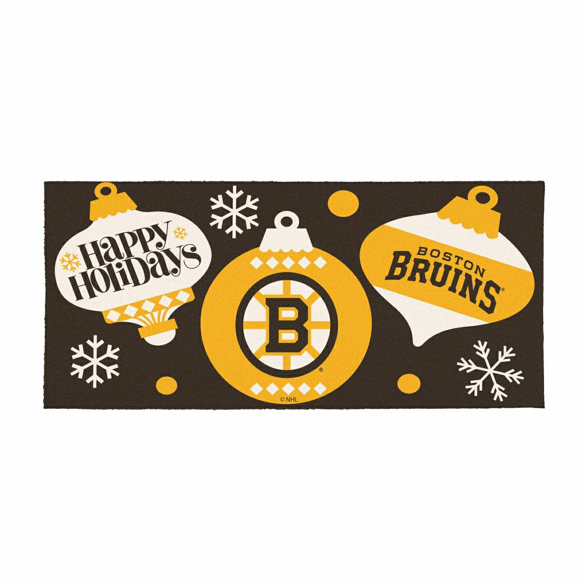 Boston Bruins Holiday Flocked Coir Sassafras Switch Mat, 22"x10", NHL