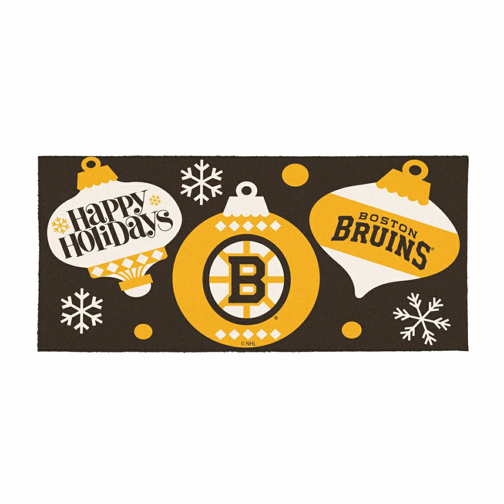 Boston Bruins Holiday Flocked Coir Sassafras Switch Mat, 22"x10", NHL