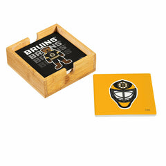 Boston Bruins Ceramic Coasters Set, 4pcs with Wood Caddy, NHL, Home