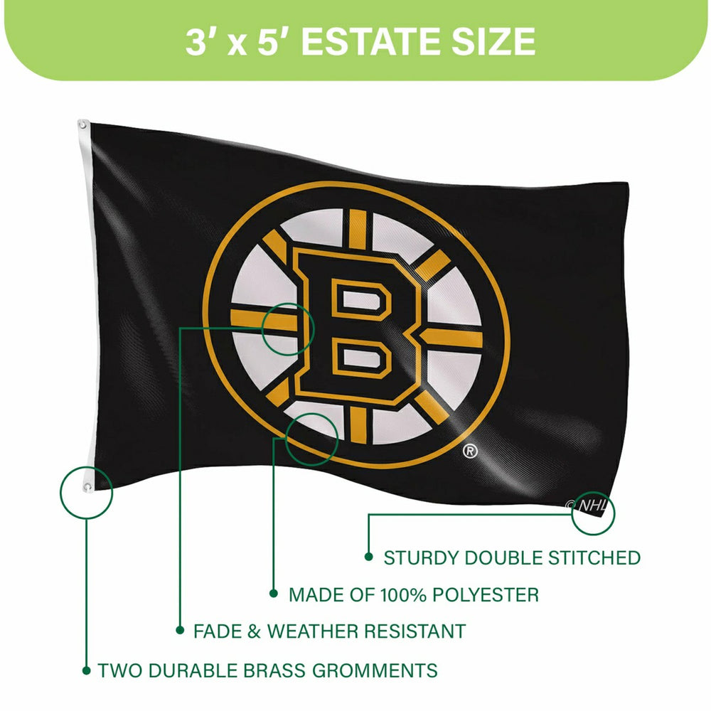 Boston Bruins Single Sided Flag with 2 Grommets, 3'x5', NHL