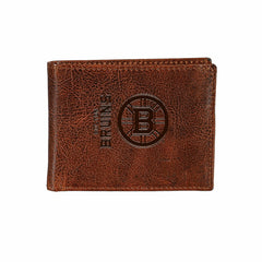 Boston Bruins, Embossed 100% Genuine Tumbled Leather Passcase Bi-Fold , NHL, Home