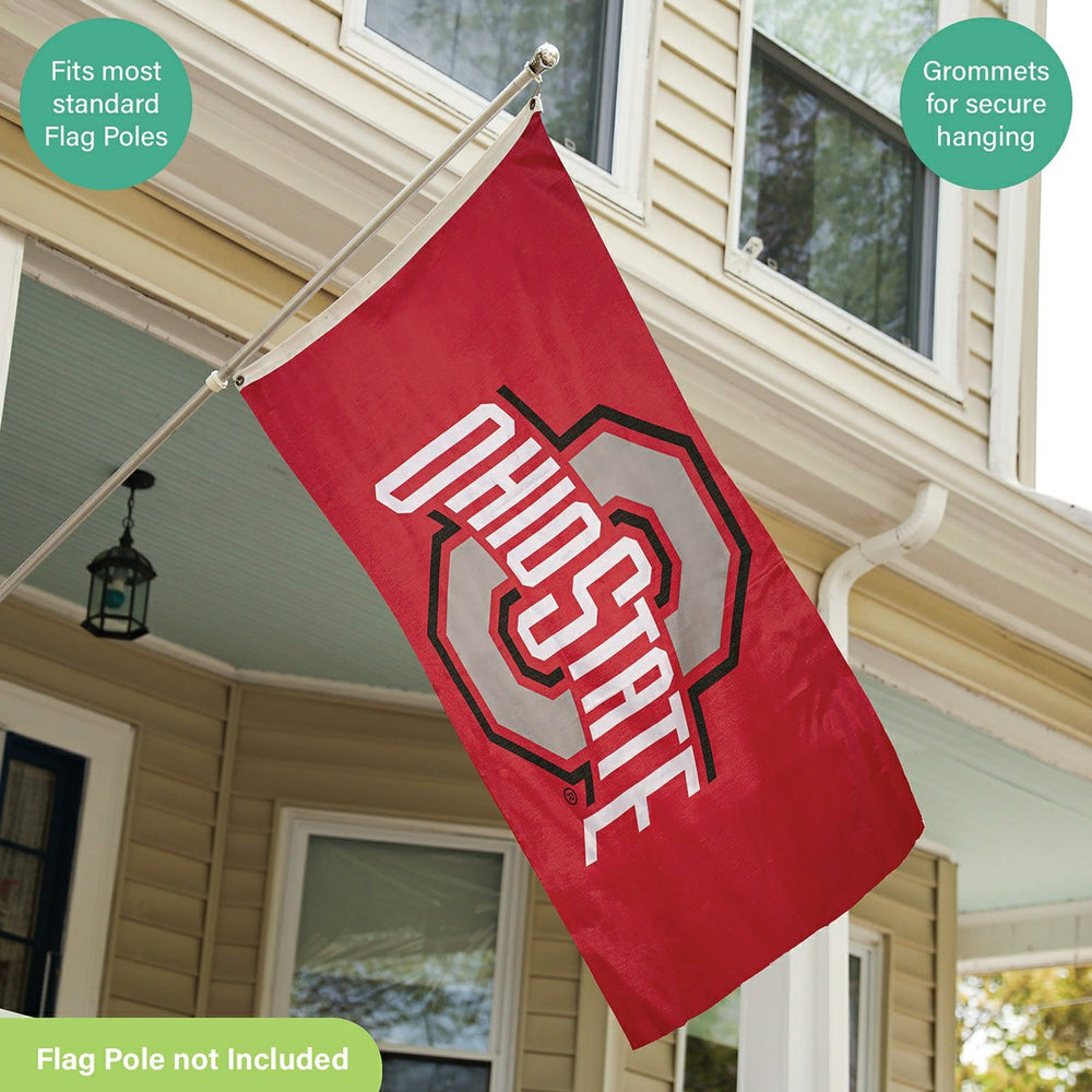 Ohio State University Single Sided Flag with 2 Grommets, 3'x5', Home, Collegiate
