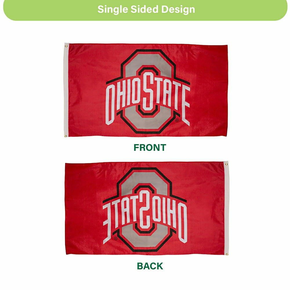 Ohio State University Single Sided Flag with 2 Grommets, 3'x5', Home, Collegiate