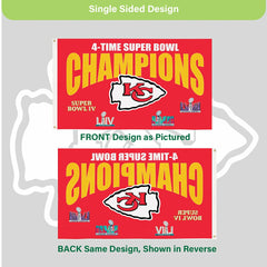 Kansas City Chiefs Multi-Win Superbowl Champions Football 3x5 Flag, Home
