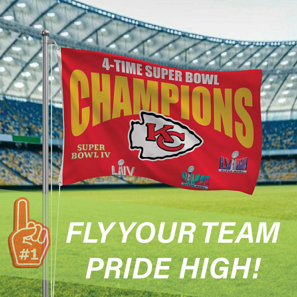 Kansas City Chiefs Multi-Win Superbowl Champions Football 3x5 Flag, Home