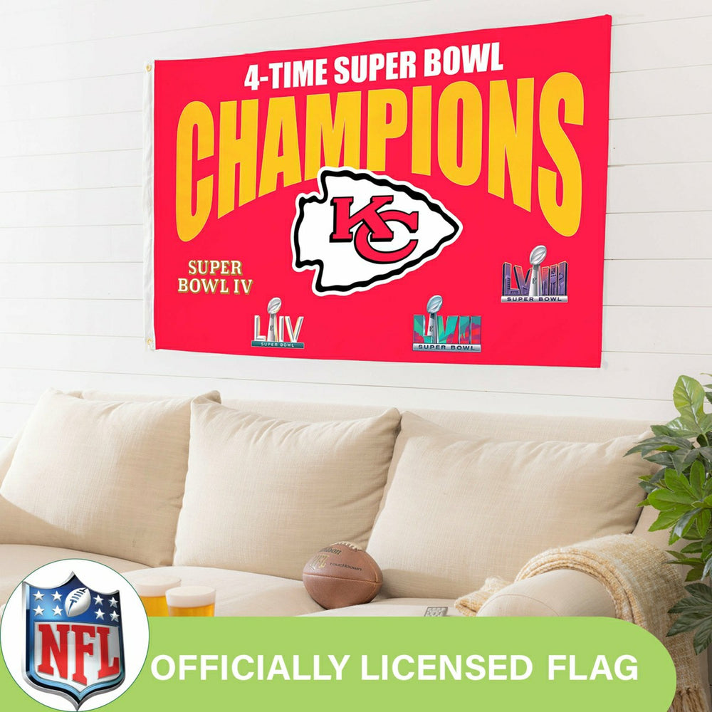 Kansas City Chiefs Multi-Win Superbowl Champions Football 3x5 Flag, Home