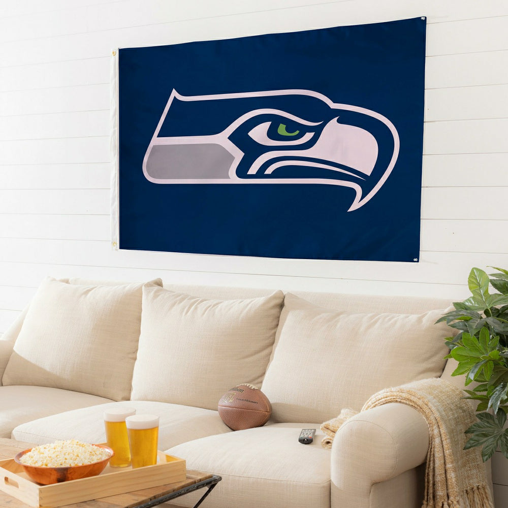 Seattle Seahawks Single Sided Estate Flag with 2 Grommets, 3'x5', Home, NFL