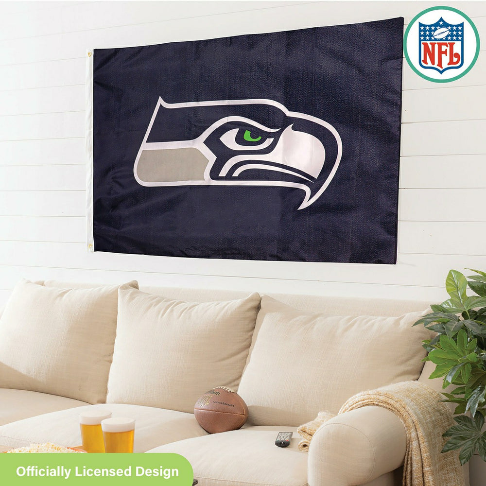 Seattle Seahawks Single Sided Estate Flag with 2 Grommets, 3'x5', Home, NFL